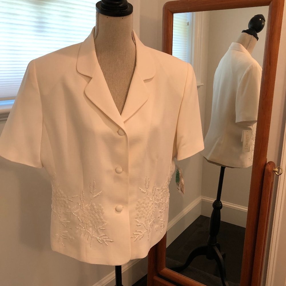 NWT sz14 STUDIO I  dressy jacket short sleeve bead